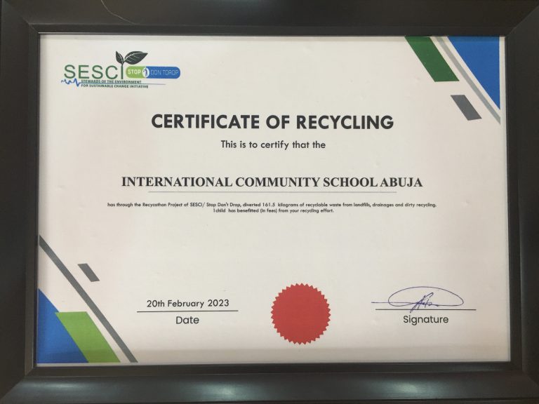 Read more about the article CERTIFICATE OF RECYCLING